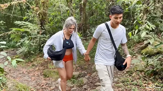 Busty granny gets pounded in the back yard