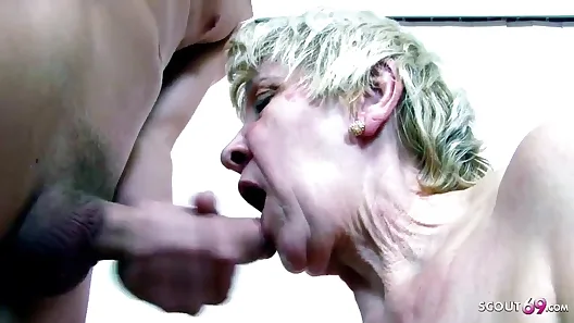 78yr old Granny Gabi has Sex with Big Dick Young Boy