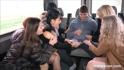 Five Cougars hunting for cock in the MatureVan