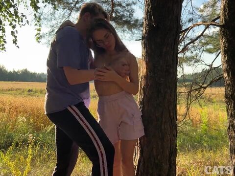 A skinny Russian teen enjoys outdoor sex in harmony with nature.