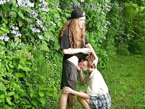Young Russian schoolgirl’s sensual experience with a stranger in the hydrangea