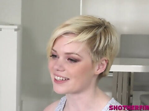 Cute young girl in her first porn scene