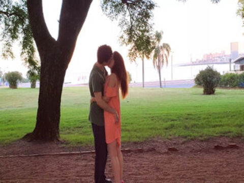 Romantic and passionate meeting in the park