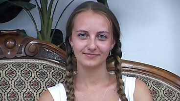 First time naked in front of the camera and the pussy is