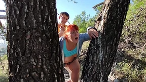 A fat red-haired mom is getting fucked in the park hard