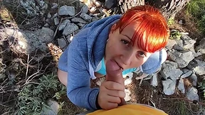 A fat red-haired mom is getting fucked in the park hard