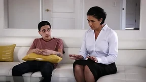 The stepson is embarrassed by his mom’s inappropriate behavior