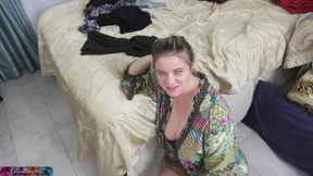 Stepmom Lets her Stepson Fuck her while she Folds Laundry