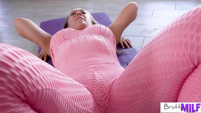 BrattyMilf Kagney Linn Karters Yoga Session Turns into BJ and Fuck with Stepson
