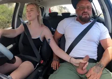 A hot encounter with my beautiful teenage stepdaughter and her latest car, featuring amateur, outdoor, and dad-daughter action
