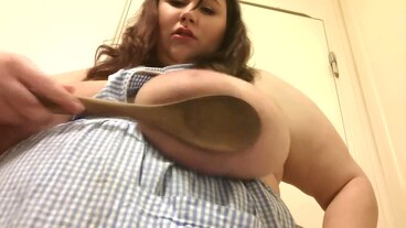 Spanking my Boobs with a Wooden Spoon