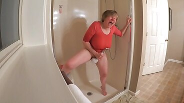 60 Plus GILF gets off in wet t-shirt